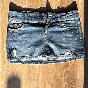 Pink Blue Denim Mini Skirt